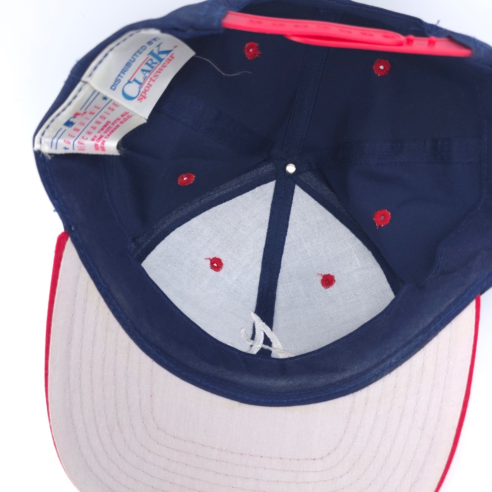 Vintage MLB Atlanta Braves Hat Youth OSFA Navy Blue Red Snapback Cap Clark Sport - Picture 6 of 8